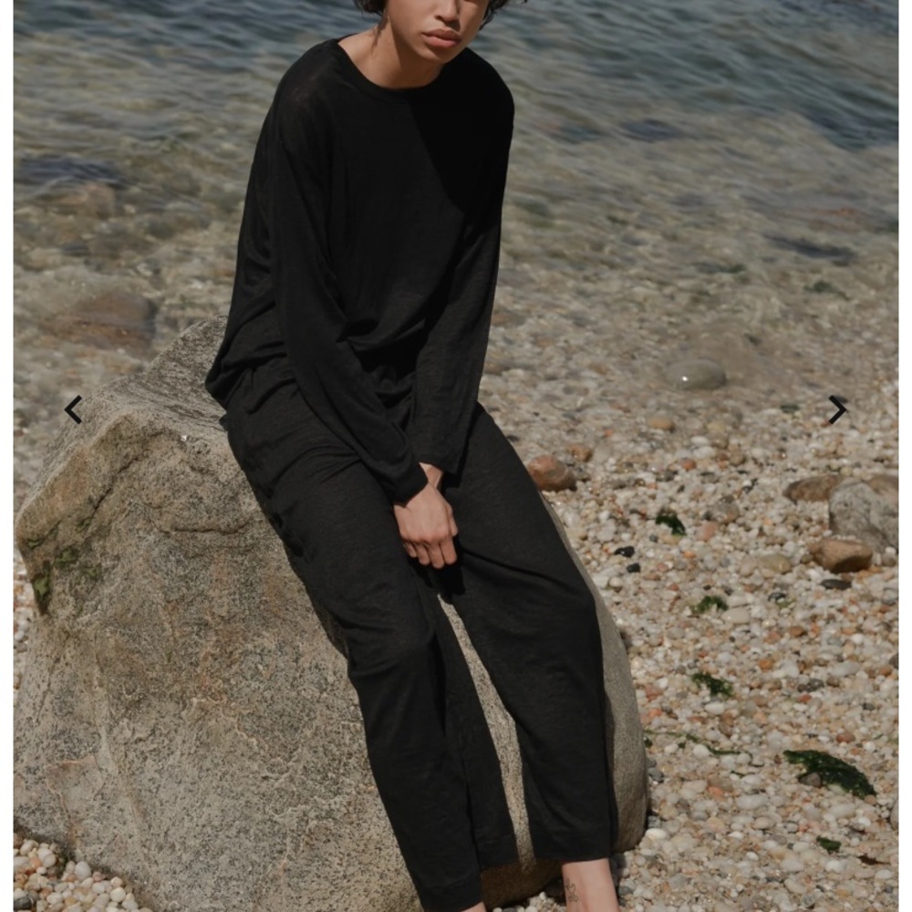 Deiji Studios Jersey 100% linen tee and pants set NWT